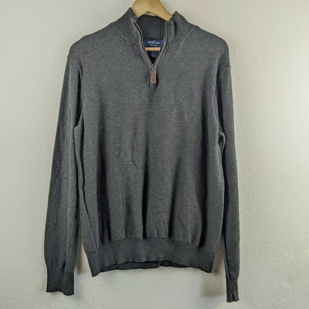 The Savile Row Company London Mens 1/4 Zip Pull Over Gray Large